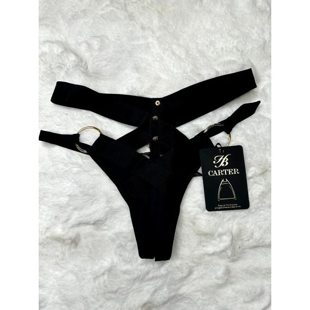 RARE🔥 Honey Birdette CARTER🖤 Black and Gold Thong Small - Picture 2 of 2